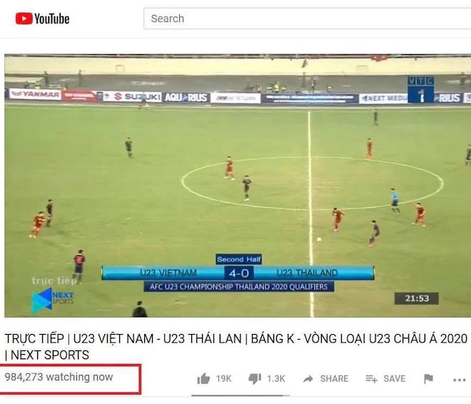 Trận đấu U23 Việt Nam và U23 Thái Lan đạt kỷ lục người xem trên YouTube và Facebook - 1