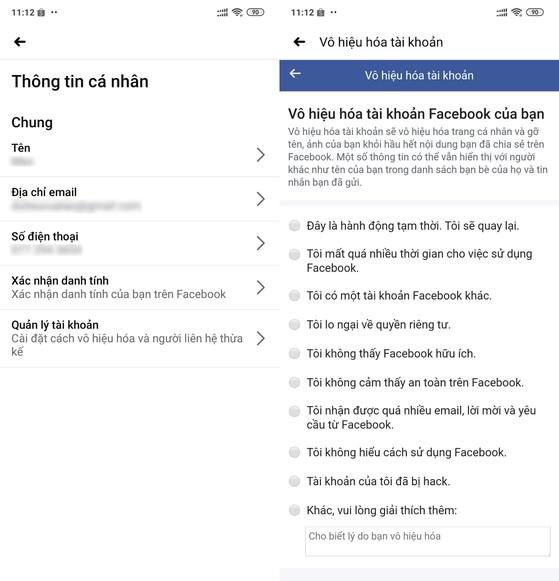 Vô hiệu hóa tài khoản Facebook khi bạn muốn nghỉ ngơi tạm thời. Ảnh: MINH HOÀNG