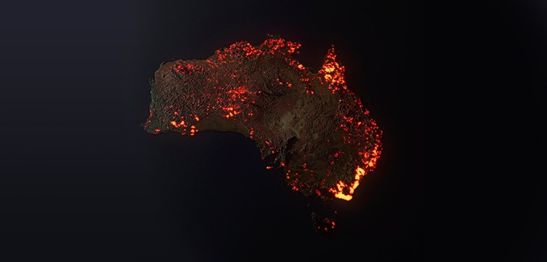 Bức ảnh được cho là chụp từ Trạm Vũ trụ Quốc tế (ISS) về tình hình cháy rừng tại Úc&nbsp;
