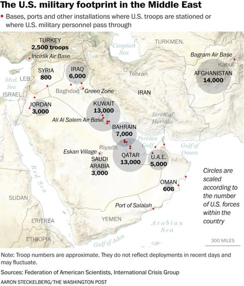 Mỹ và Anh đang điều động nhiều binh lực đến Trung Đông để đối phó với Iran. Nguồn: Sina.