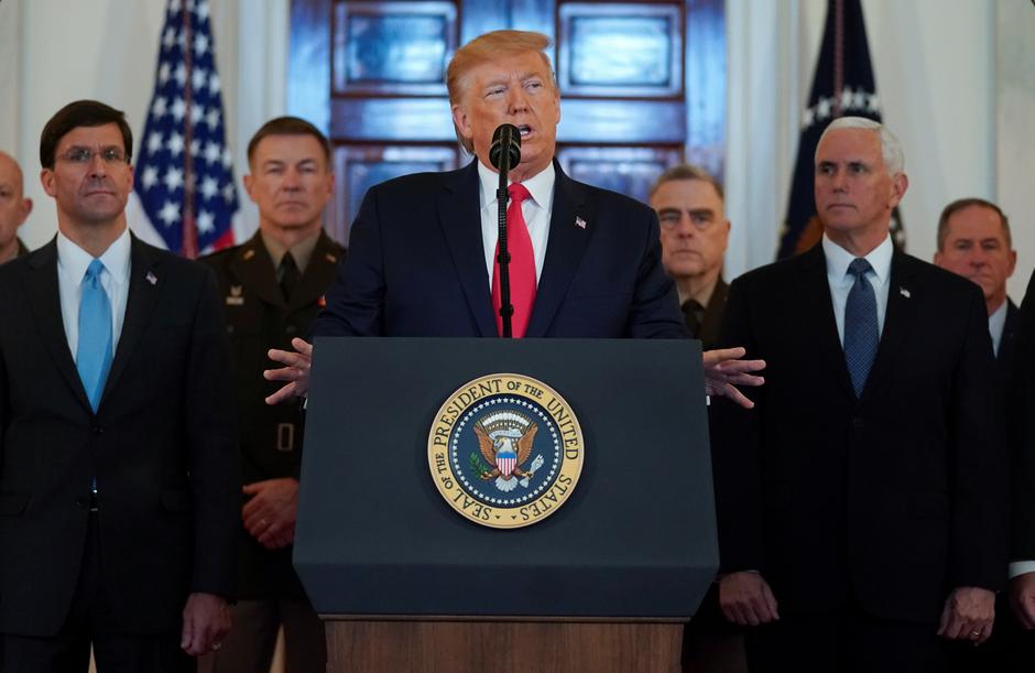 Bài phát biểu đầu tiên của ông Donald Trump cung cấp nhiều thông tin quan trọng về tình hình căng thẳng Mỹ - Iran (ảnh: Reuters)