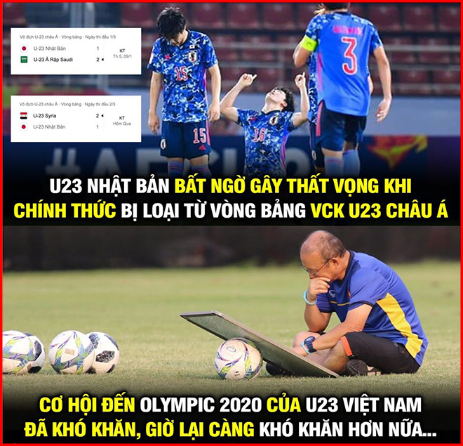 U23 Nhật Bản bị loại ngay từ vòng bảng khiến U23 Việt Nam hoang mang.