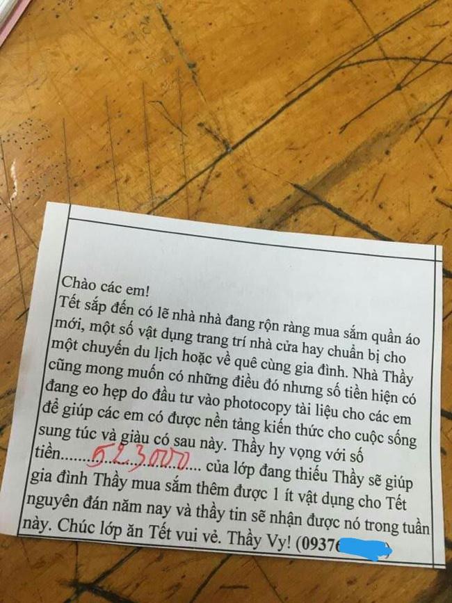 Lời nhắn đòi nợ hài hước của thầy giáo ở TP.HCM.&nbsp;