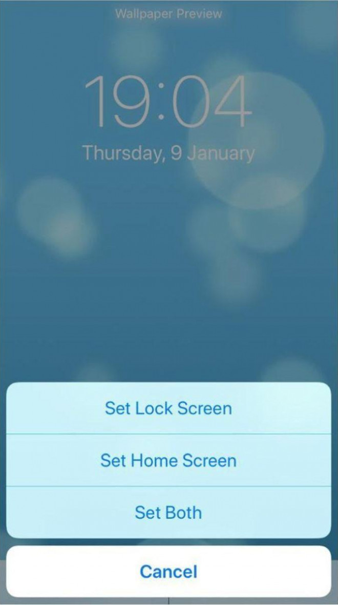 Bạn có thể nhấn vào Set Lock Screen, Set Home Screen hoặc Set both để đặt hình, nhưng lưu ý hình nền Live chỉ hoạt động trên màn hình khóa, nên nếu bạn chọn màn hình chờ nó sẽ chỉ hiện là hình ảnh tĩnh.