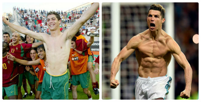 Ronaldo đã từ chàng trai gầy gò thành người đàn ông vạm vỡ sau nỗ lực luyện tập gian khổ