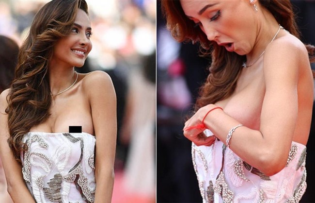 Nữ diễn viên Patricia Contreras bị tuột váy ngay trước mắt nhiều người tại LHP Cannes 2018.