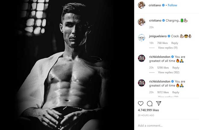 Bức ảnh của Ronaldo trên Instagram