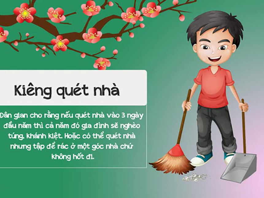 &nbsp;Quét nhà, đổ rác ngày đầu năm sẽ đuổi Thần Tài ra khỏi nhà. Ảnh minh họa.