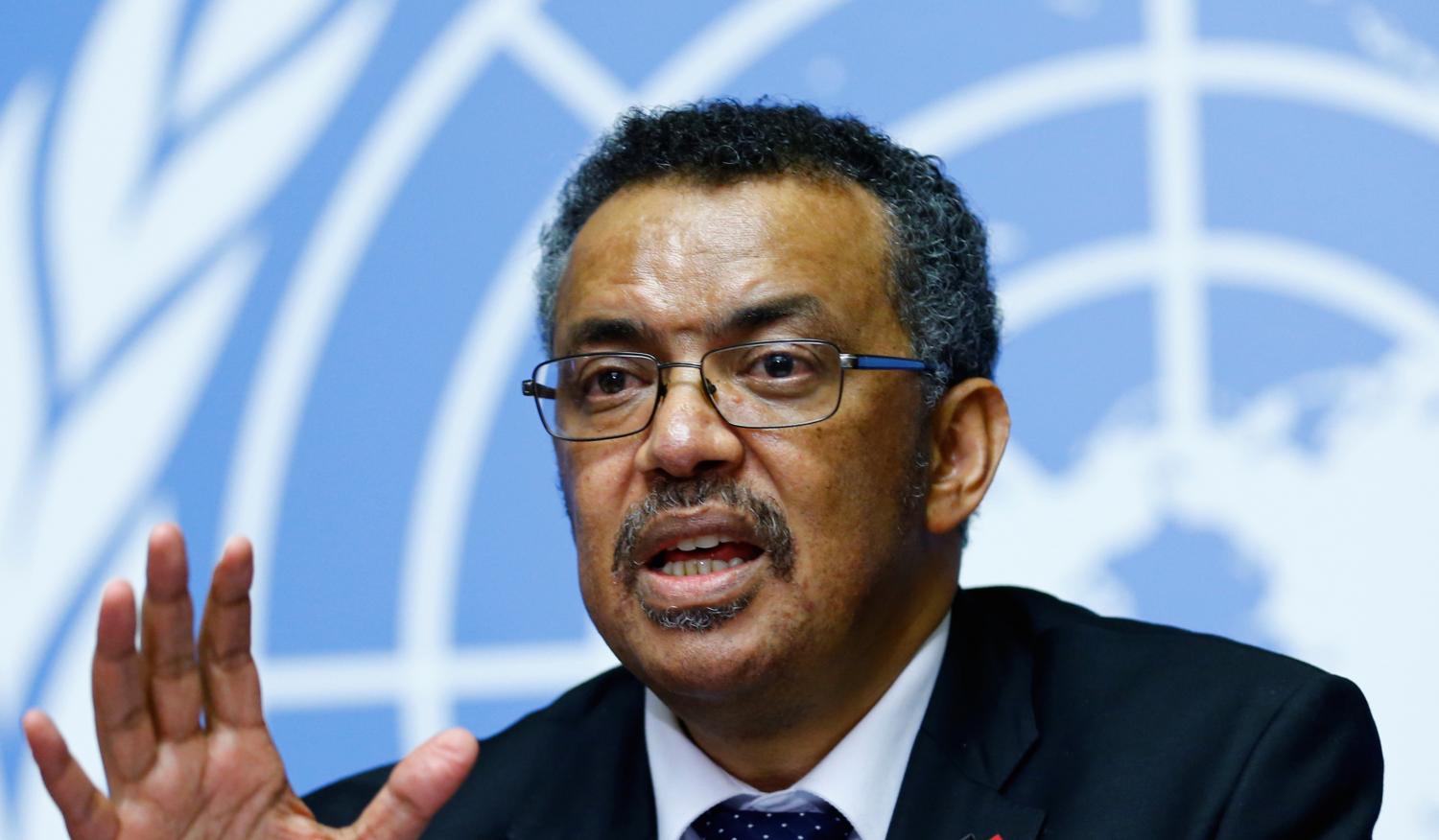 Tổng giám đốc Tổ chức Y tế Thế giới (WHO) Tedros Adhanom Ghebreyesus trong buổi họp báo ngày 22-1 về dịch viêm phổi do virus corona mới.