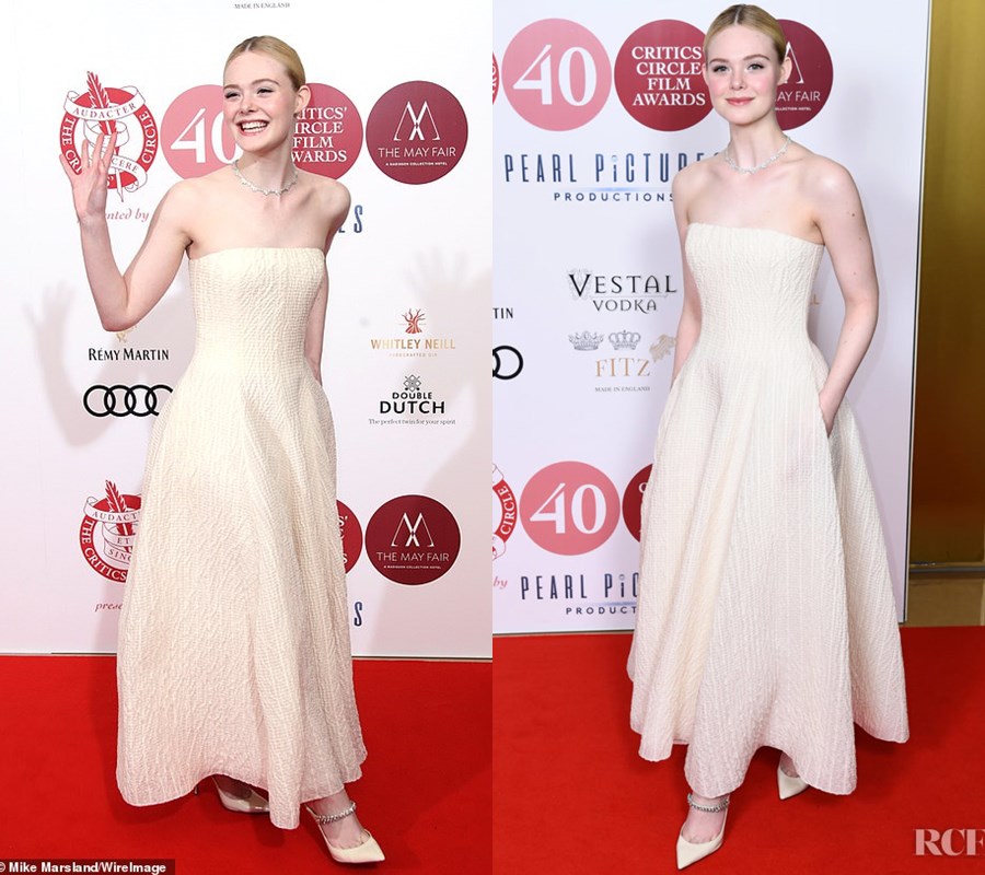 Elle Fanning lựa chọn trang phục đơn giản nhưng vẫn tỏa sáng trên thảm đỏ.