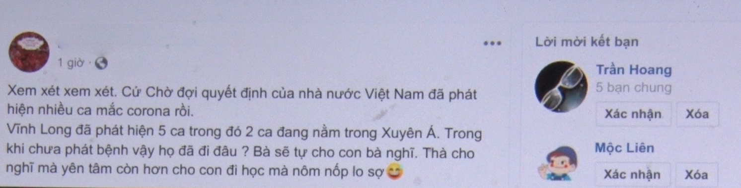 Thông tin đối tượng đăng tải lên mạng xã hội.