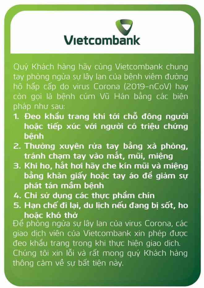 Nhà băng “xin phép” khách hàng cho giao dịch viên đeo khẩu trang - 2