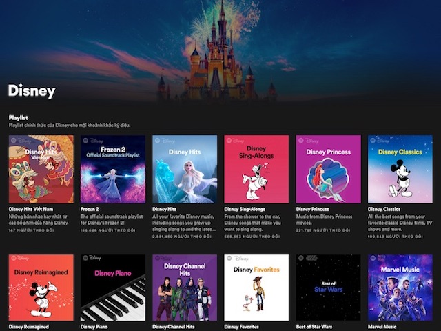 Thế giới Disney kỳ diệu xuất hiện trên ứng dụng nghe nhạc Spotify
