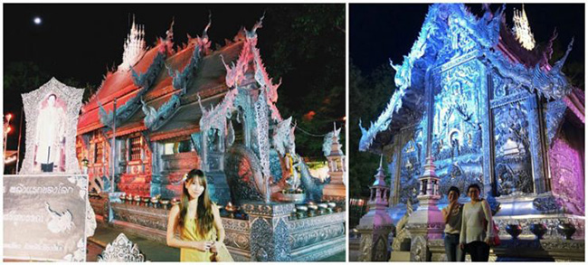 Wat Srisuphan, Chiang Mai: Còn được gọi là Đền Bạc, ngôi đền lung linh tỏa sáng bởi được trang trí đặc biệt với nghệ thuật bạc rèn và những sắc màu xanh độc đáo.
