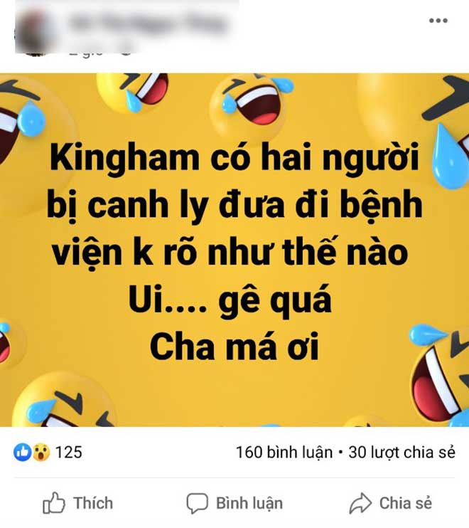 Thông tin V.T.N.T. đăng tải trên mạng xã hội