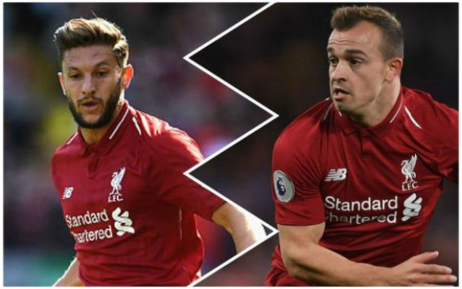 Lallana (trái) và Shaqiri không có được vị trí chính thức thường xuyên trong đội hình "The Kop" mùa này