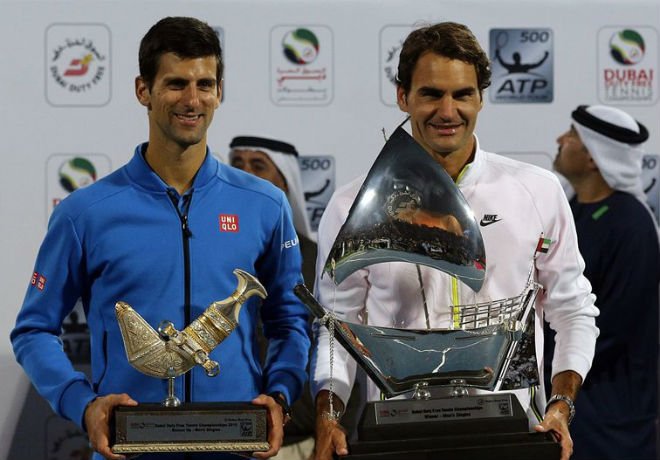 Djokovic từng thua Federer 3-6, 5-7 ở trận chung kết Dubai Tennis Championships năm 2015