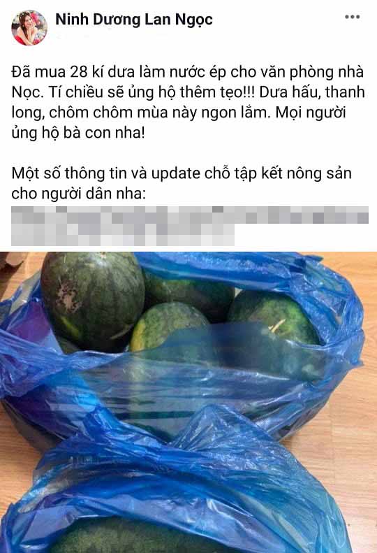 Nữ diễn viên đã mua 28kg, đồng thời chia sẻ những địa điểm bán nông sản của người nông dân.