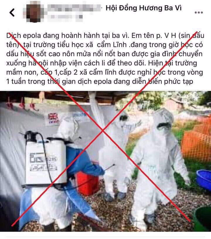 Tin đồn Ebola hoành hành ở Ba Vì do P.T đăng tải trên mạng xã hội.