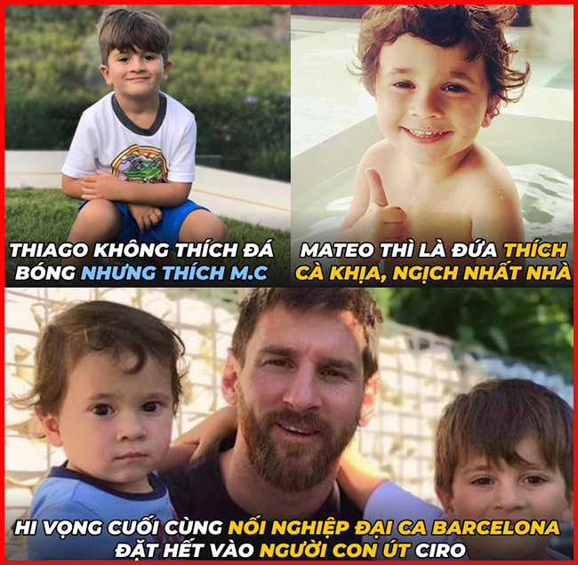 Không biết cậu út nhà Messi có chịu theo nghiệp của bố hay không nữa đây?