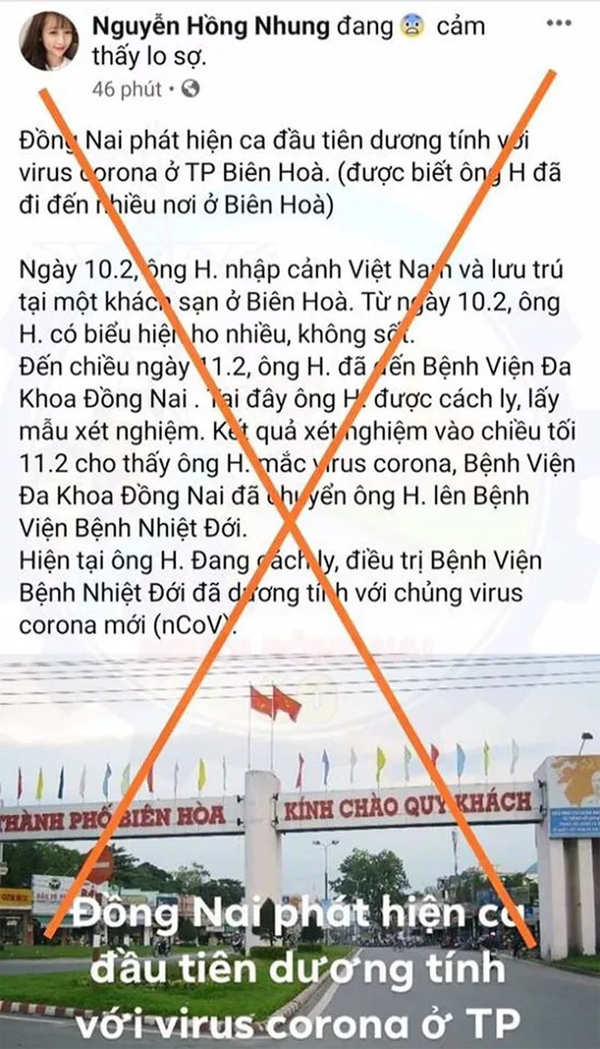 Thông tin sai sự thật Võ Lâm Tuấn đăng trên mạng (ảnh chụp màn hình)