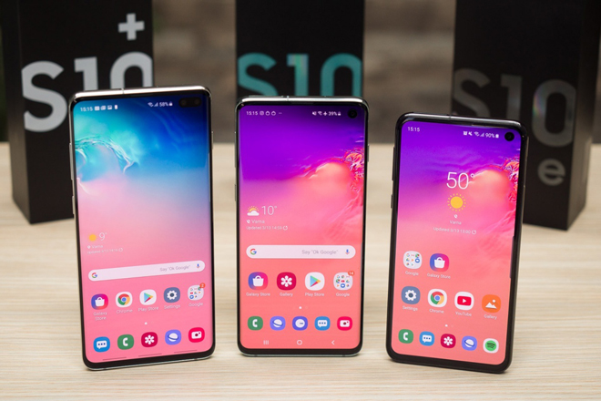 Bộ ba Galaxy S10+, Galaxy S10 và Galaxy S10e.