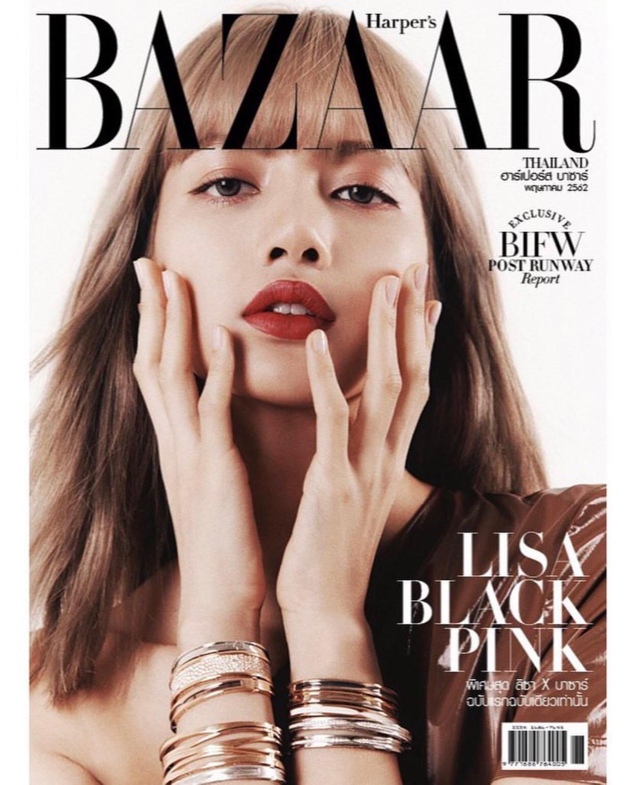 Lisa trên bìa tạp chí&nbsp;Harper&#39;s Bazaar phiên bản Thái Lan.