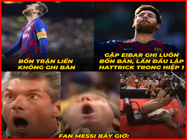 Messi ghi poker ”giải hạn” chuỗi trận tịt ngòi khiến fan vỡ òa