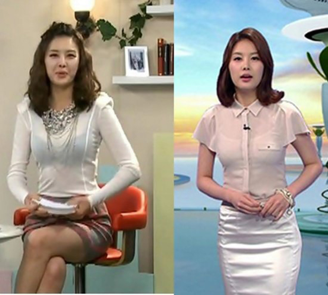 Park Eun Ji còn thường xuyên diện trang phục xuyên thấu, lộ nội y khi dẫn chương trình.