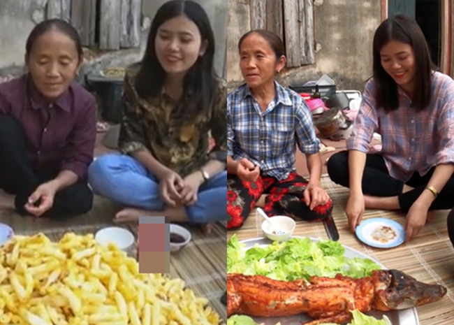 Cư dân mạng còn đặt hai hình ảnh cô con gái của bà Tân xuất hiện trong 2 clip để khẳng định nhan sắc trời cho.