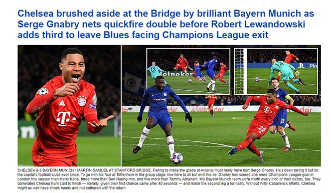 Dòng tít trên tờ Daily Mail: "Nếu không có Caballero, Chelsea có lẽ đã bắt tay rồi nghỉ đá luôn lượt về"