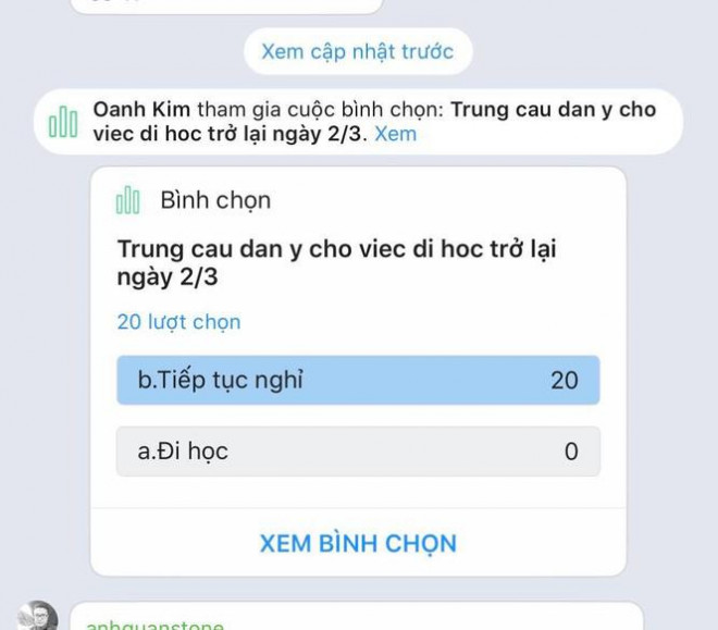 Đa số phụ huynh chọn phương án tiếp tục nghỉ