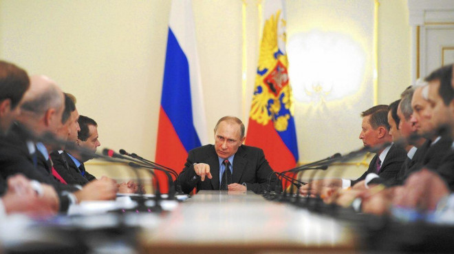 Tổng thống Putin và các quan chức trong Hội đồng an ninh Nga - ảnh tư liệu.