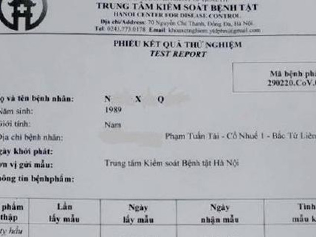 Kết quả xét nghiệm đối với nam thanh niên 31 tuổi tử vong ở Hà Nội