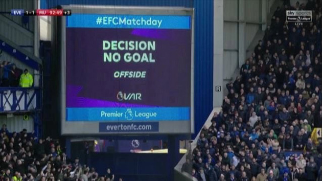 VAR đã không công nhận bàn thắng của Everton do lỗi việt vị