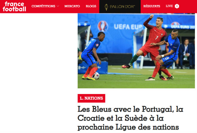 France Football háo hức khi BĐN và Pháp tái ngộ ở&nbsp;vòng bảng&nbsp;UEFA Nations League