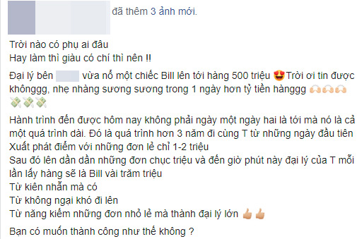 Chỉ riêng một đại lý, một ngày có thể kiếm hơn tỷ đồng tiền hàng