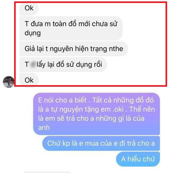 Anh chàng muốn quà phải được trả lại mới tinh hoặc quy ra tiền mặt.