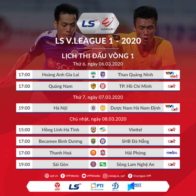 Lịch thi đấu vòng 1 V-League 2020 (Ảnh: VPF)