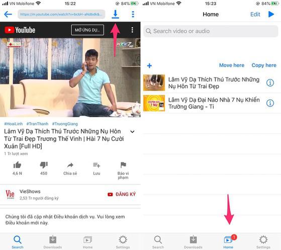 Video tải về sẽ nằm trong mục Home. Ảnh: MINH HOÀNG