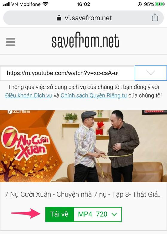 Tải video trên YouTube bằng SaveFrom. Ảnh: MINH HOÀNG