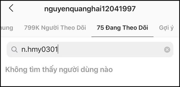 Quang Hải đã bỏ theo dõi Huyền My.