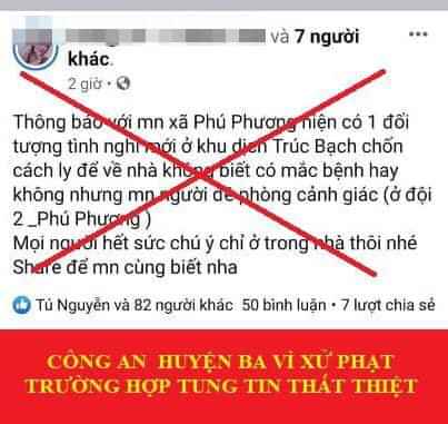 Thông tin sai sự thật mà facebook L.H.T đăng tải.