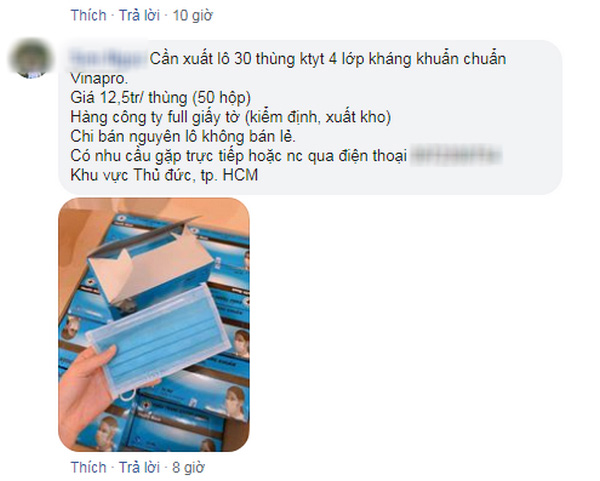 Những tin rao bán khẩu trang y tế với số lượng lớn vẫn được nhiều thành viên đăng tải trên các nhóm mua bán