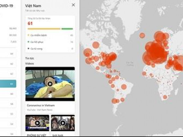 Microsoft cung cấp cho người dùng bản đồ dịch bệnh COVID-19