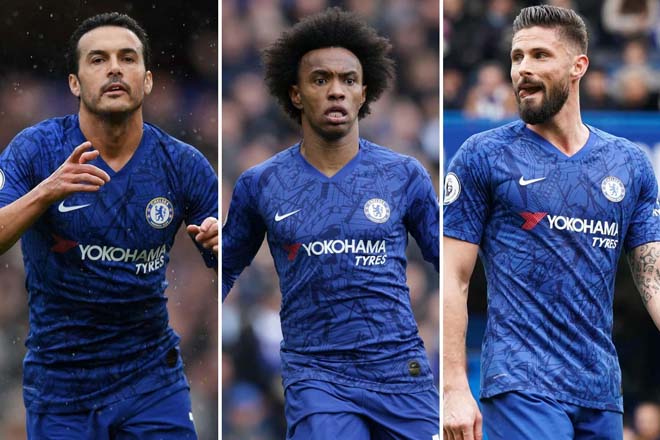 3 cầu thủ Pedro, Willian và Giroud sẽ hết hợp đồng với Chelsea vào tháng 6