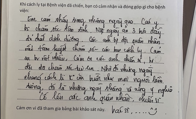 Lời nhắn gửi ngọt ngào của người cách ly.