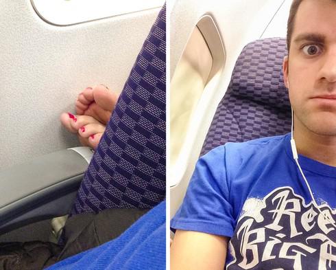 Thật thiếu lịch sự khi cởi giày và gác chân trên máy bay