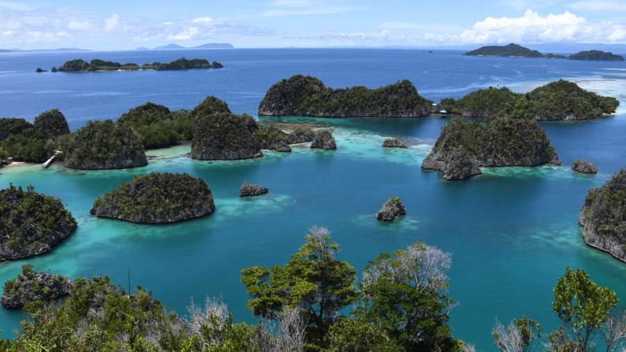 &nbsp;Raja Ampat, Indonesia: Quần đảo Raja Ampat được hình thành từ hơn 1.500 hòn đảo lớn nhỏ. Các rạn san hô ở đây được đánh giá là đẹp và có hệ sinh thái đa dạng nhất thế giới.