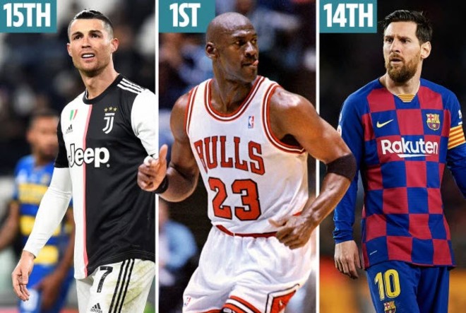 Ronaldo &amp; Messi xếp sau "Vua bóng rổ" Michael Jordan